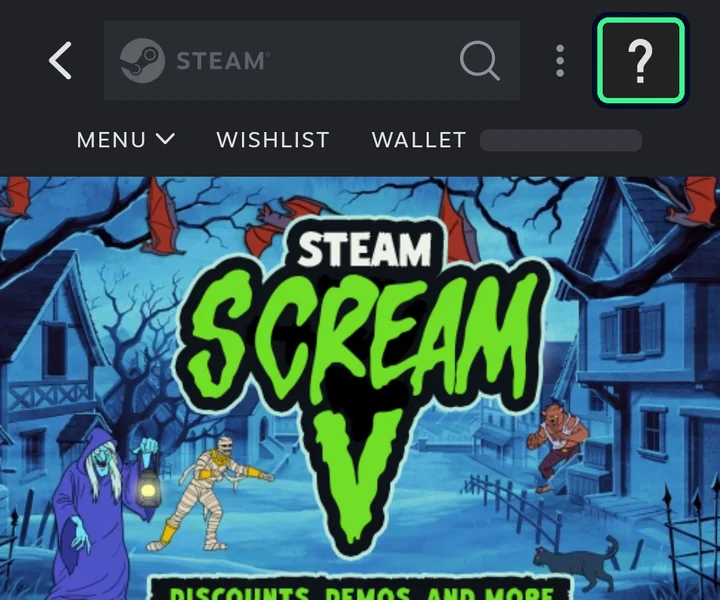 Приложение Steam: аватарка справа вверху